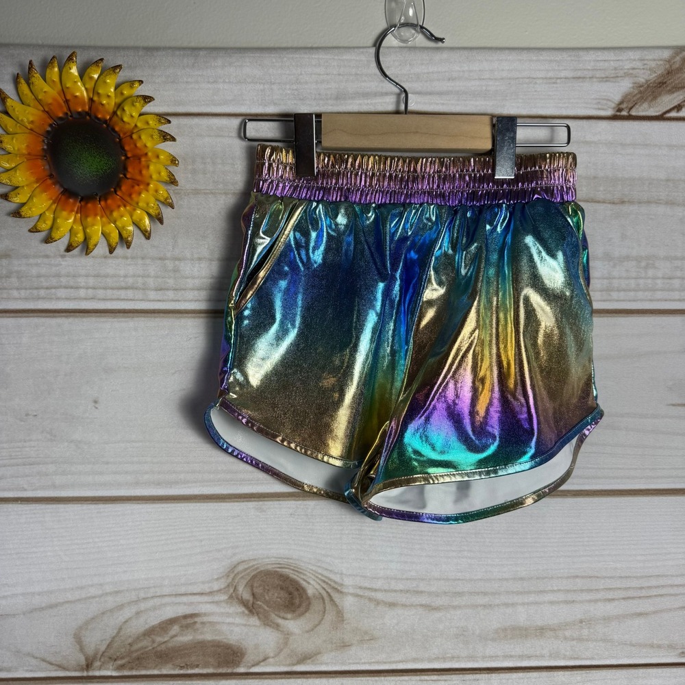 Tractr‎ Kids Rainbow Metallic Shiny Athletic Shorts Size 10